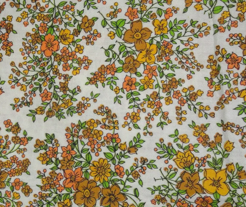 2 Feedsacks Flour Bag Fabric ~ Full Unopen ~ Orange Yellow Fall Flowers