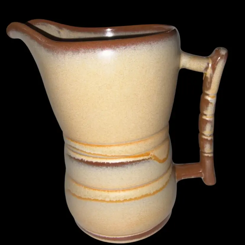 Frankoma -Plainsman Pitcher 26D Desert Gold Glaze with Rare Blue “Rutile” Tones- 7.5”