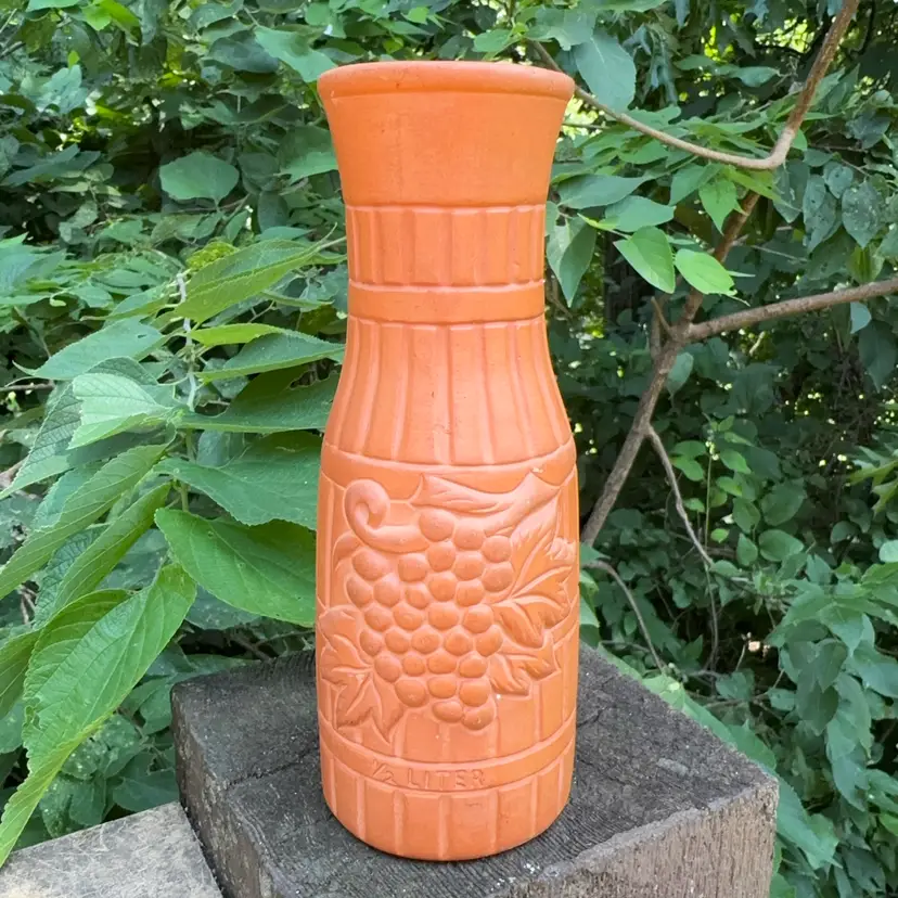 Vintage 8” Terra-Cotta Wine Carafe