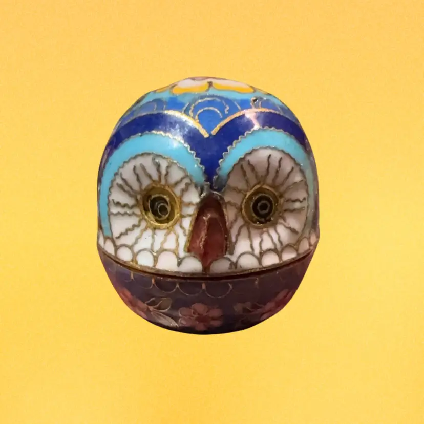Cloisonné Owl Trinket Box