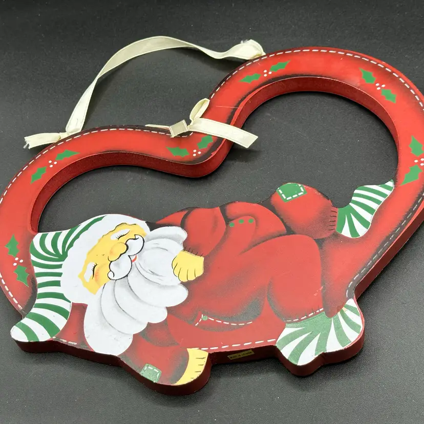 Vintage reversible sleeping Santa/sleeping bunny sign