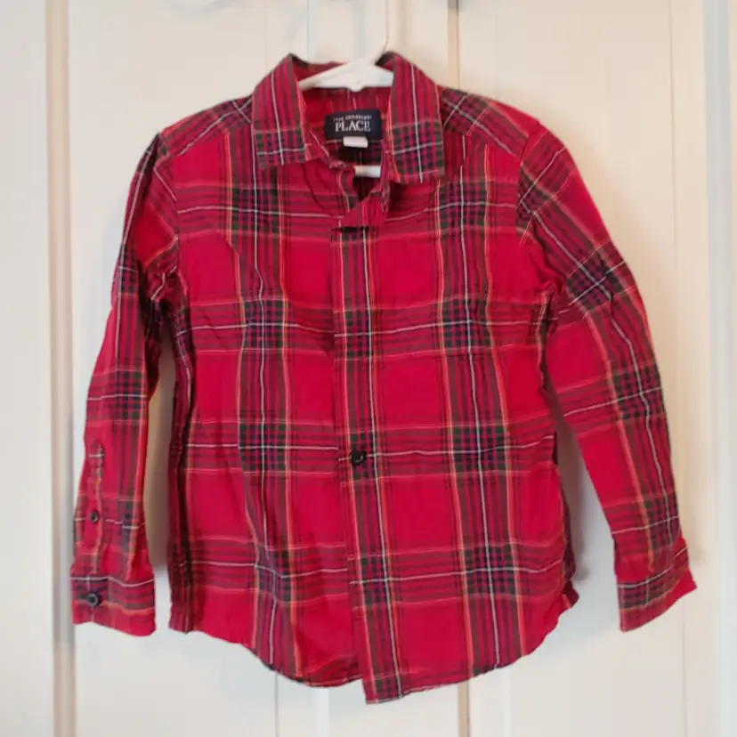 Kids- Brand: The Children's Place. Size 4T. Plaid shirt. Material: 100% cotton. No callouts.