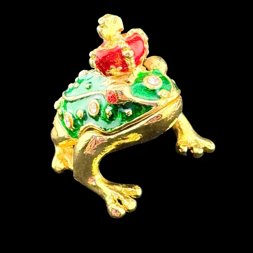 Vintage Frog Prince Trinket Box By Two’s Company 1.5” Tall x 1.5” Wide x 1.75” Long
