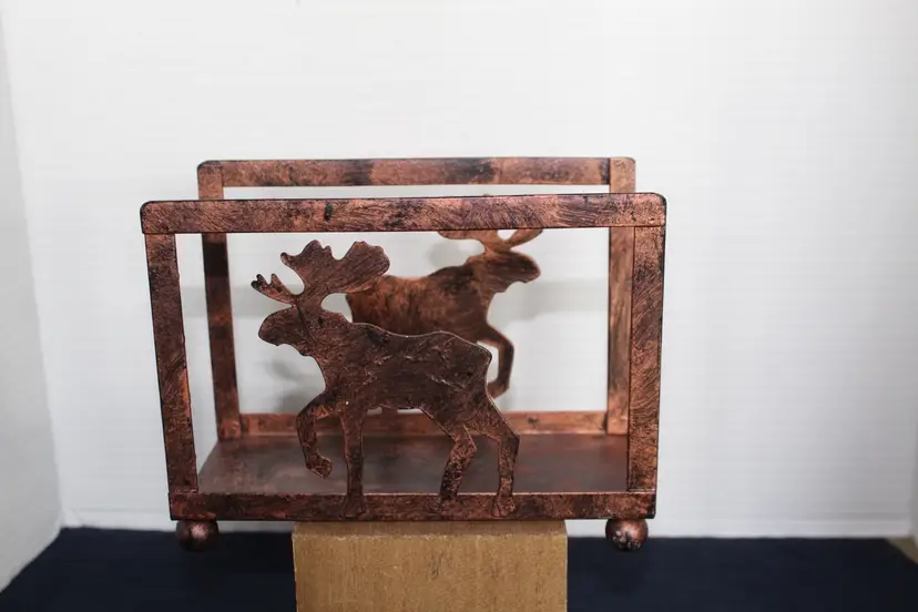 Moose Napkin Letter Holder Folkcraft Metal Cabin Lodge Cottage Rustic 7x5x3
