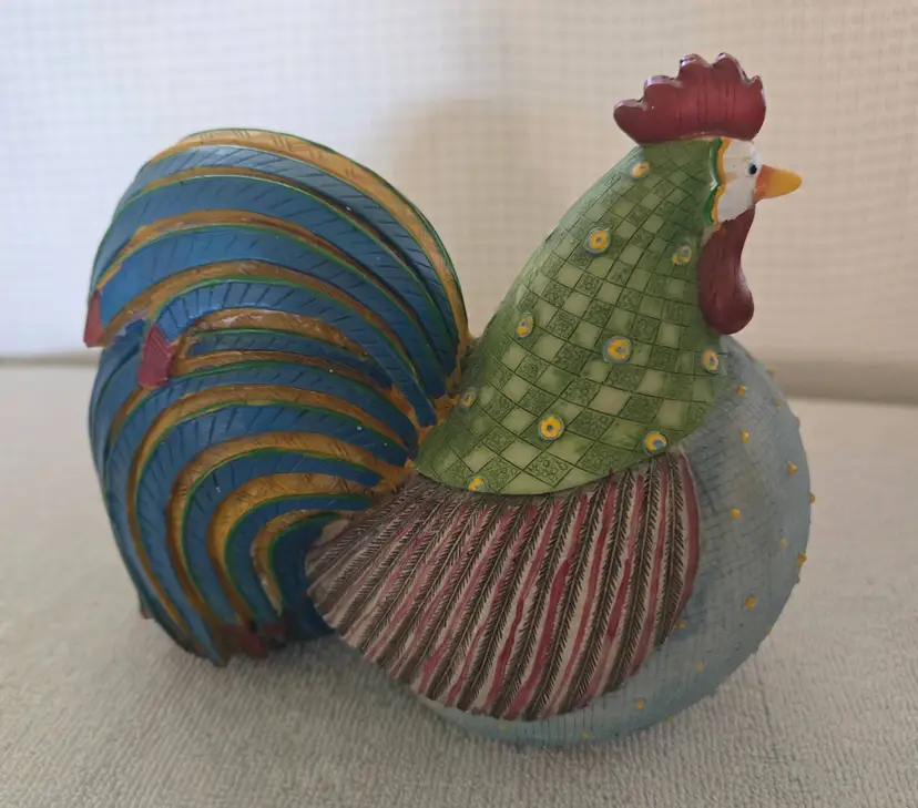 Folk Art Rooster Figurine