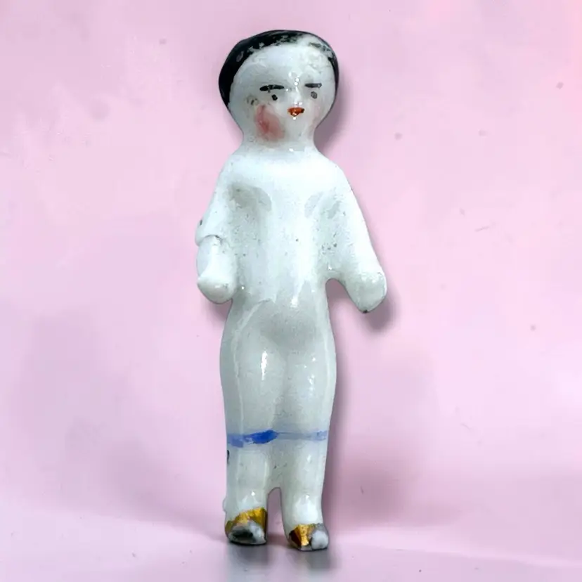 Antique German All Bisque 1 3/8 In Frozen Charlotte DOLL TOY Dollhouse Miniature