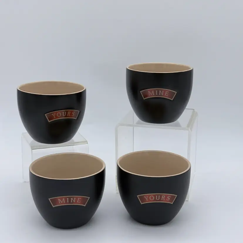 Set Of 4 Baileys Irish Cream Desert Bowls Coffee Cups Mugs Mine & Yours 8 Oz