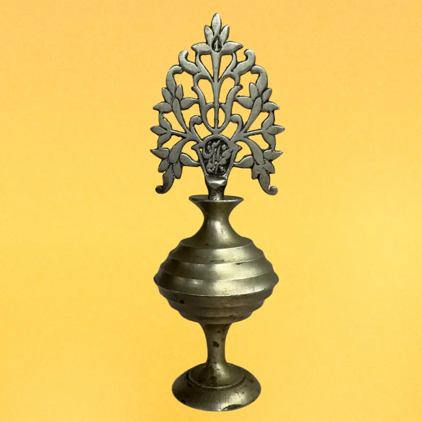 Antique 4.25” Brass Kohl Vanity Container