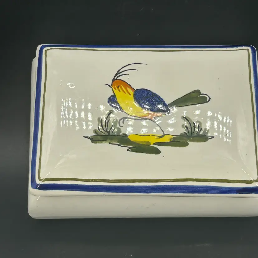 Hand Painted Italian Dresser Box With A Bird