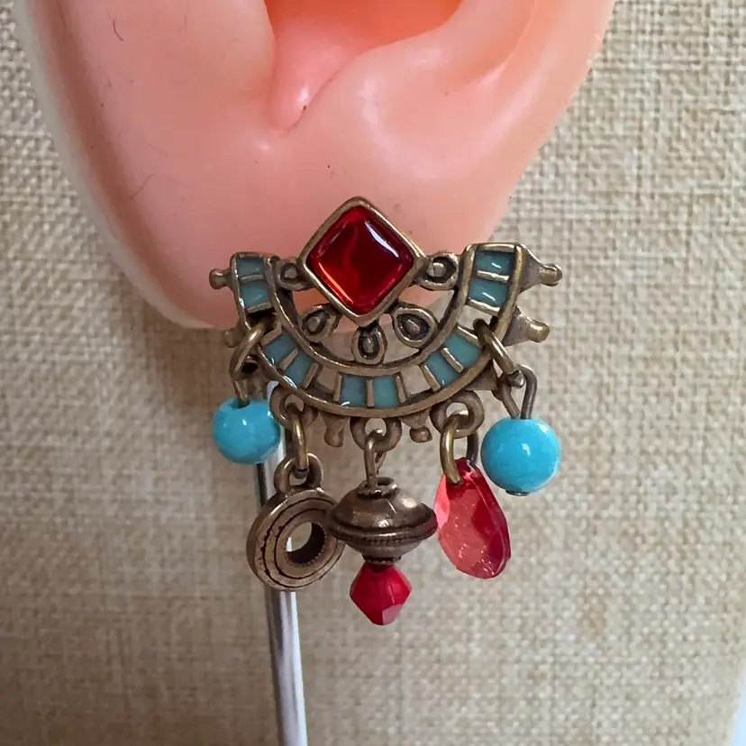 Chico’s Red Rhinestone Earrings-Post Back