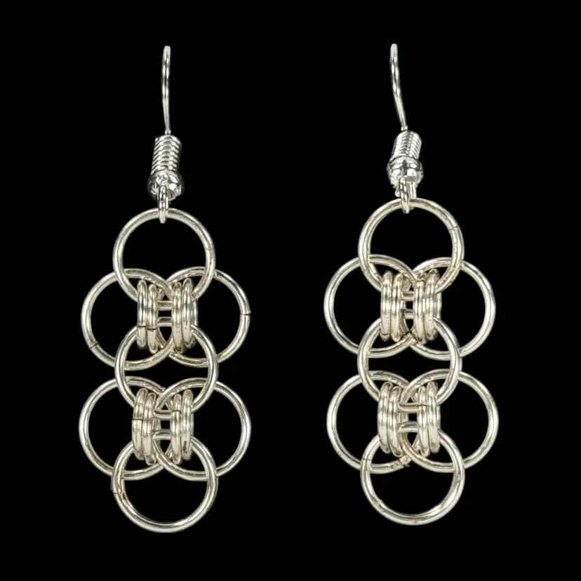 Mark ~ Avante Jewelry Chainmaille CELTIC DOUBLE  Pierced Earrings Silver Plated