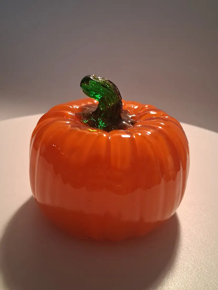 Hand Blown Glass Pumpkin Paperweight