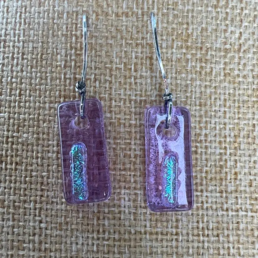 Lavender Dichroic Glass Earrings