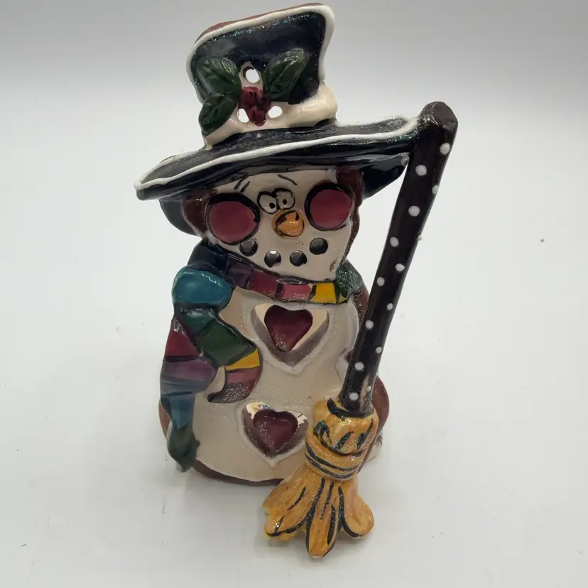 Blue Sky Clayworks Heather Goldminc Mini Snowman T Lite Holder