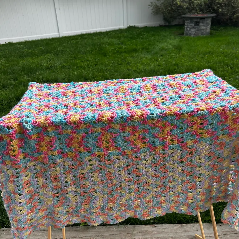 Pastel Crochet Afghan 45 X 43 Inches