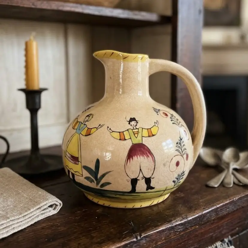 31.  Quimper Style Jug Hand painted
