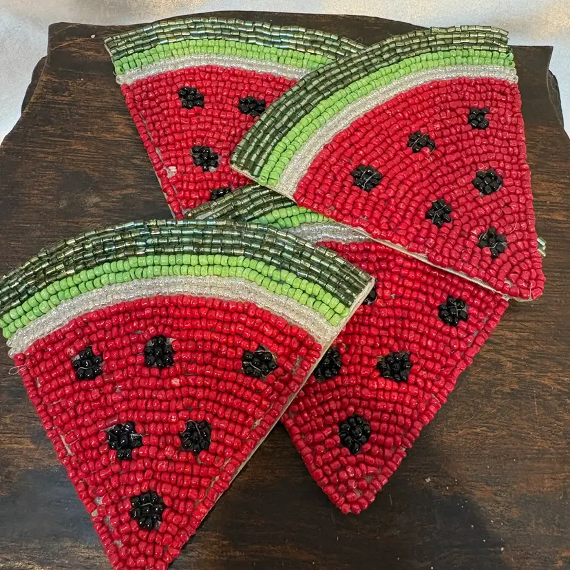 Watermelon Beaded Coasters