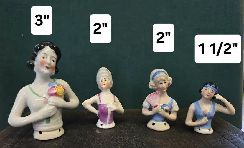Antique German Porcelain Pin Cushion Half Dolls