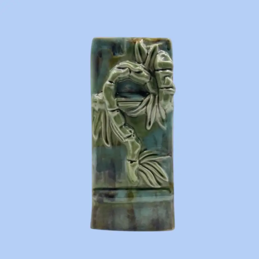 #270- Pottery Vase Planter Embossed Bamboo