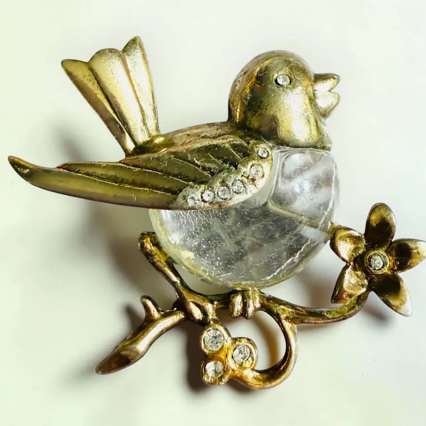 #1 Verified Sterling Silver Vermeil with Rhinestone Accents Signed Coro Jelly Belly Brooch By Adolph Katz - ca. 1941 - Tested