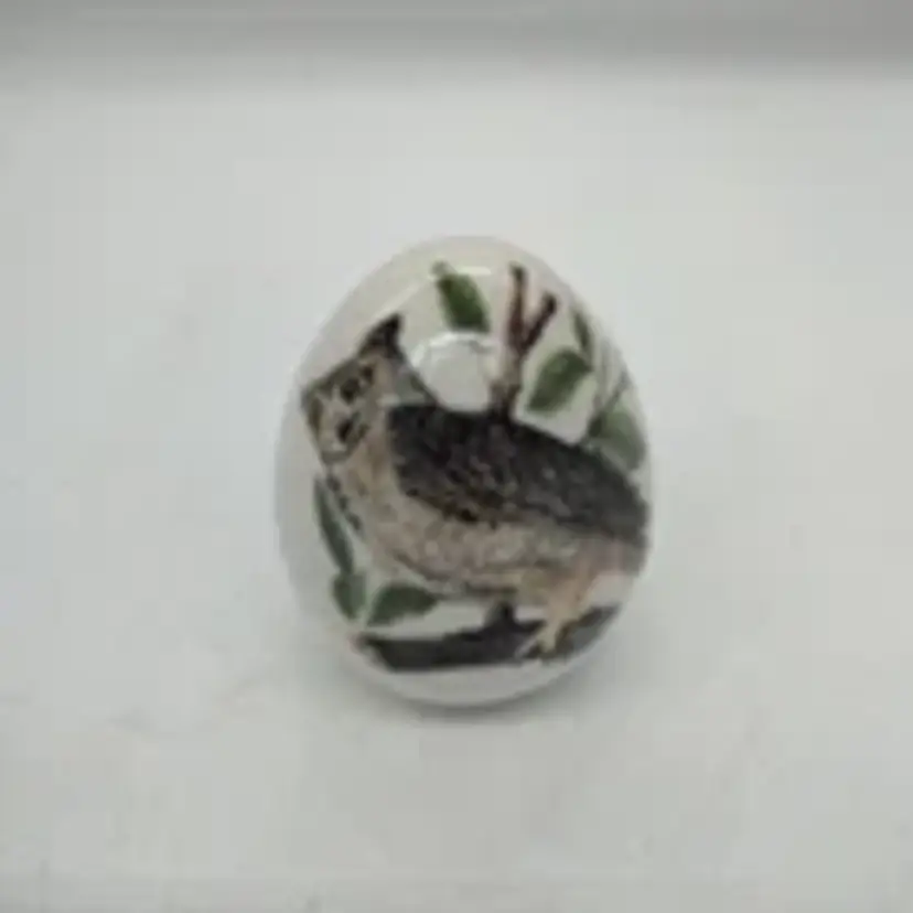 Vtg. House of Goebel Bavaria Hand Painted Porcelain Egg Great Horned Owl .