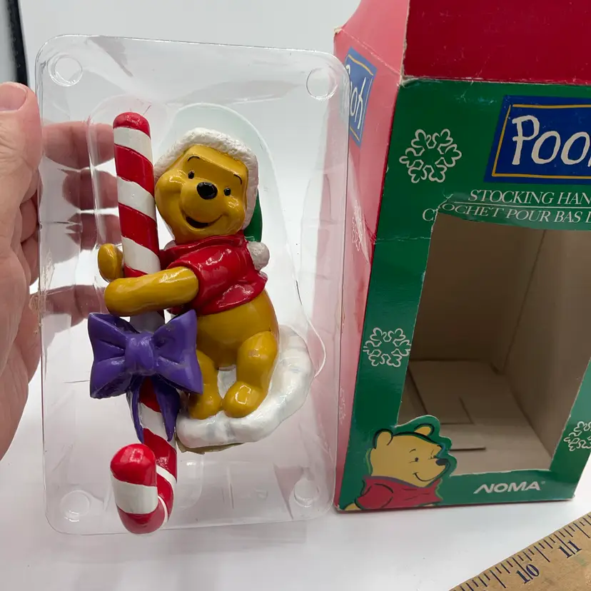 Winnie The Pooh Candy Cane Disney Noma Stocking Hanger Christmas Vintage