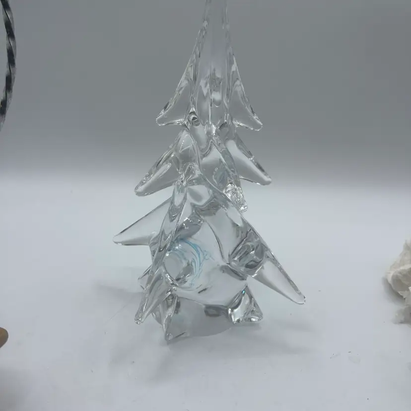02-Toscany Christmas Tree Solid Art Glass 24% Lead Crystal Clear 8”