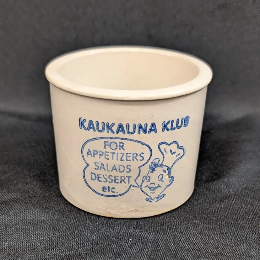 Vintage Miniature Kaukauna Klub Stoneware Cheese Crock Stoneware