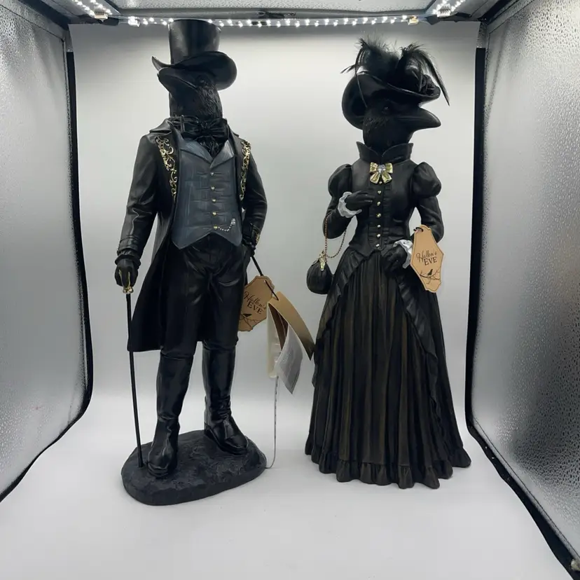New HALLOWS EVE 20” Victorian Raven Couple Viral Halloween 2026 Decor NWT