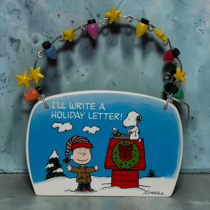 Depart 56 Peanuts Ceramic Ornament/Wall Decor Charlie Brown Snoopy Holiday Letter 5.75" X 5"
