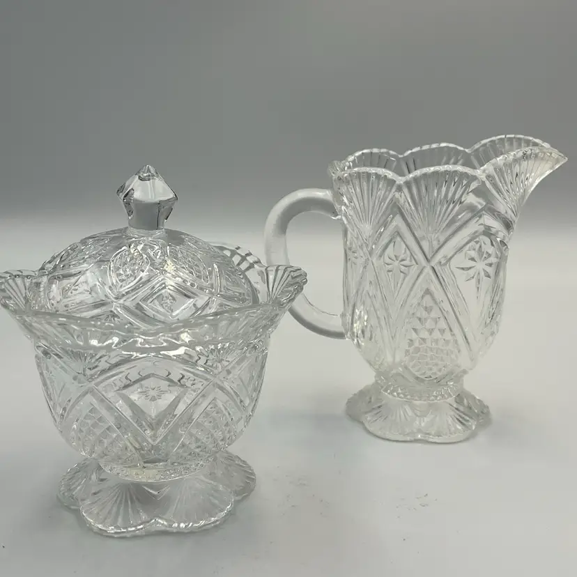 Shannon Crystal Covered Sugar Bowl & Creamer
