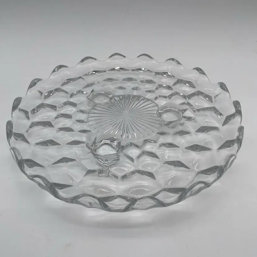 Fostoria American Cubist Vintage Clear Glass 3 Footed 7.5” Tidbit Dish