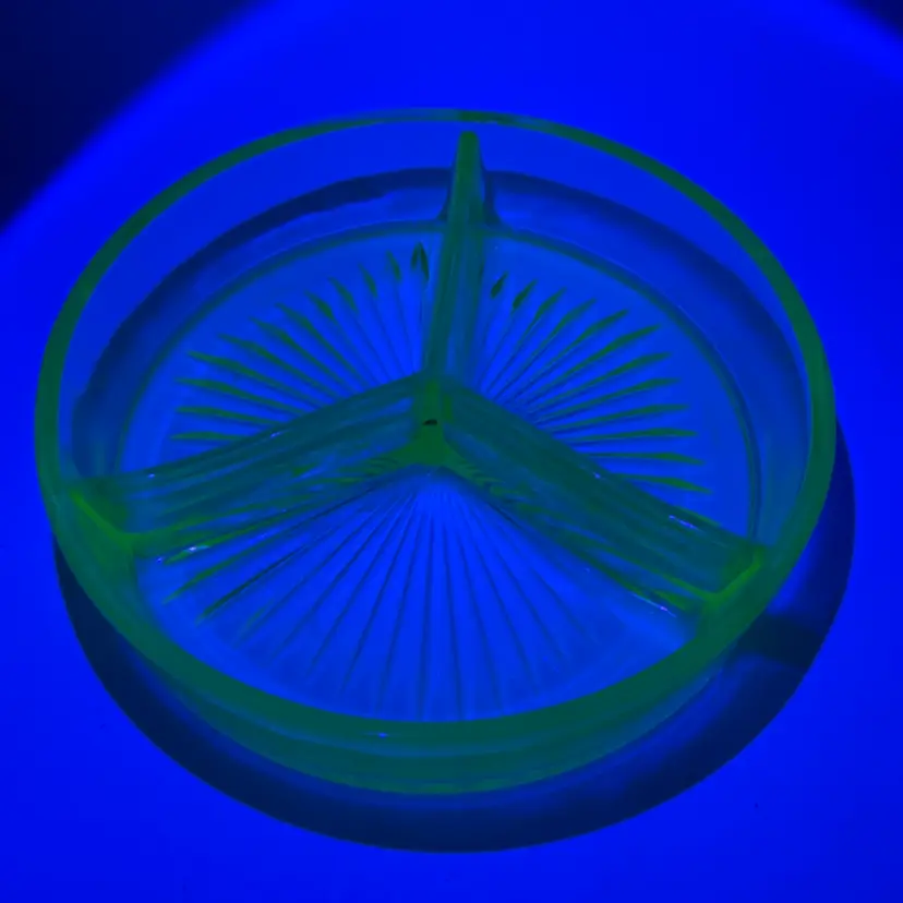 Uranium Glass Divided Dish