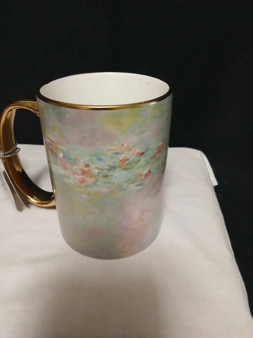 Monet-Inspired Gold Handle Coffee Mug