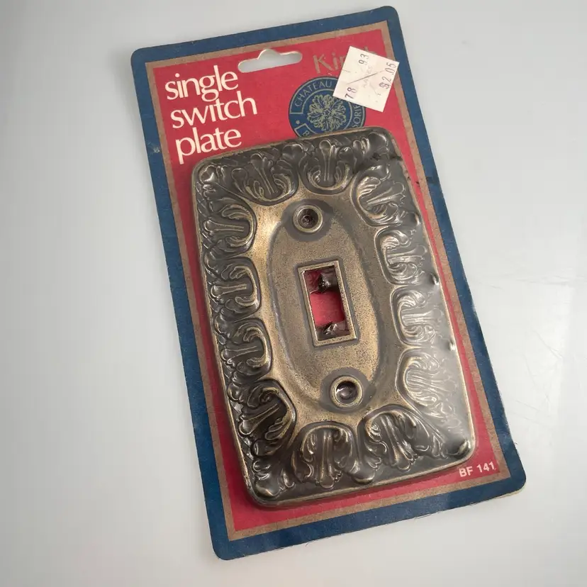 Kirsch Single Light Switch Plate Cover Brass Chateau French Ornate Scroll Vintage NOS Hardware