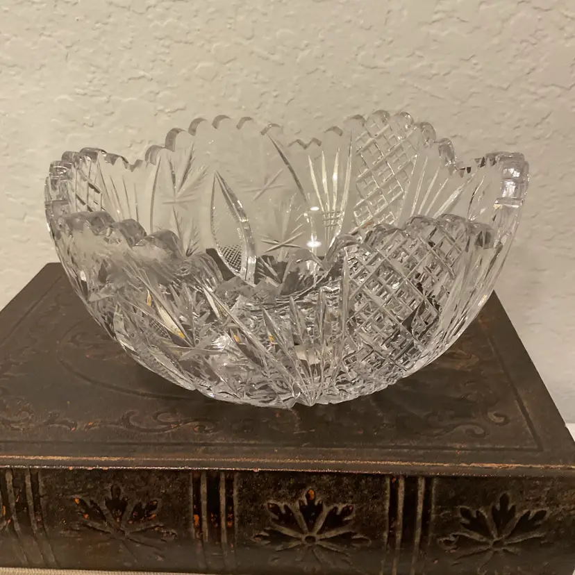🍁Antique American Brilliant Period Crystal Cut Bowl - Heavy