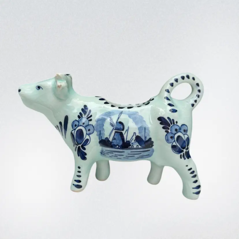 Vintage Blue Delft Ceramic Cow Creamer Made In Holland