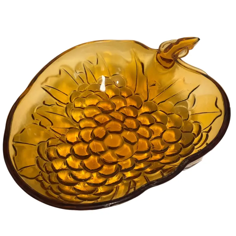 Indiana Glass- Amber Grape Cluster Bowl- 13”x9.5”x3”