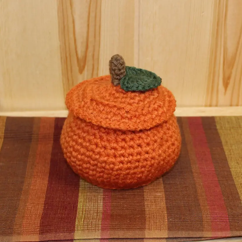 Crochet Pumpkin Bowl with Lid - Handmade by me