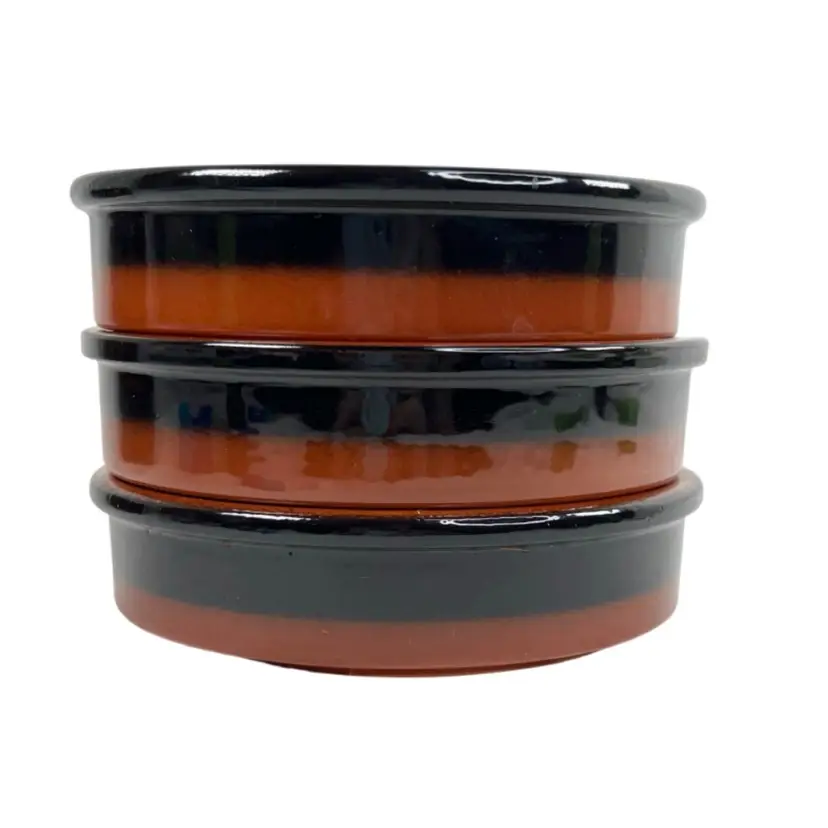 3 Cermer Spanish Terracotta Baking Ramekins / Tapas/ Flan / Crème Brûlée Shallow  Dishes- Microwave, Oven & Freezer Safe. SET A
