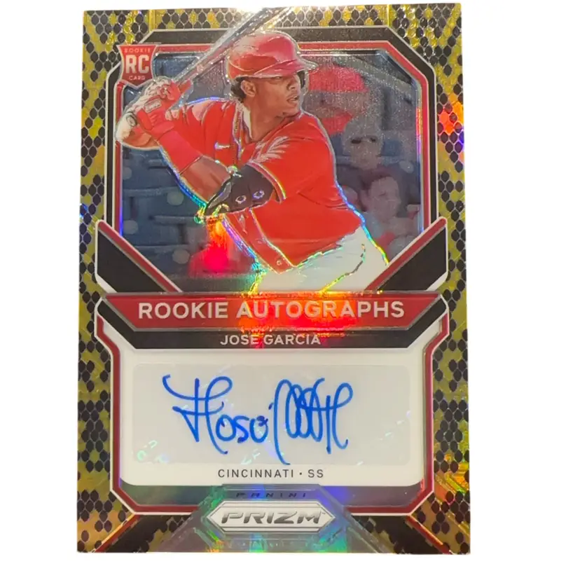 Jose Garcia Panini 2021 Prizm Reds RC Auto Rookie Autographs RA-JG Snake 12/35