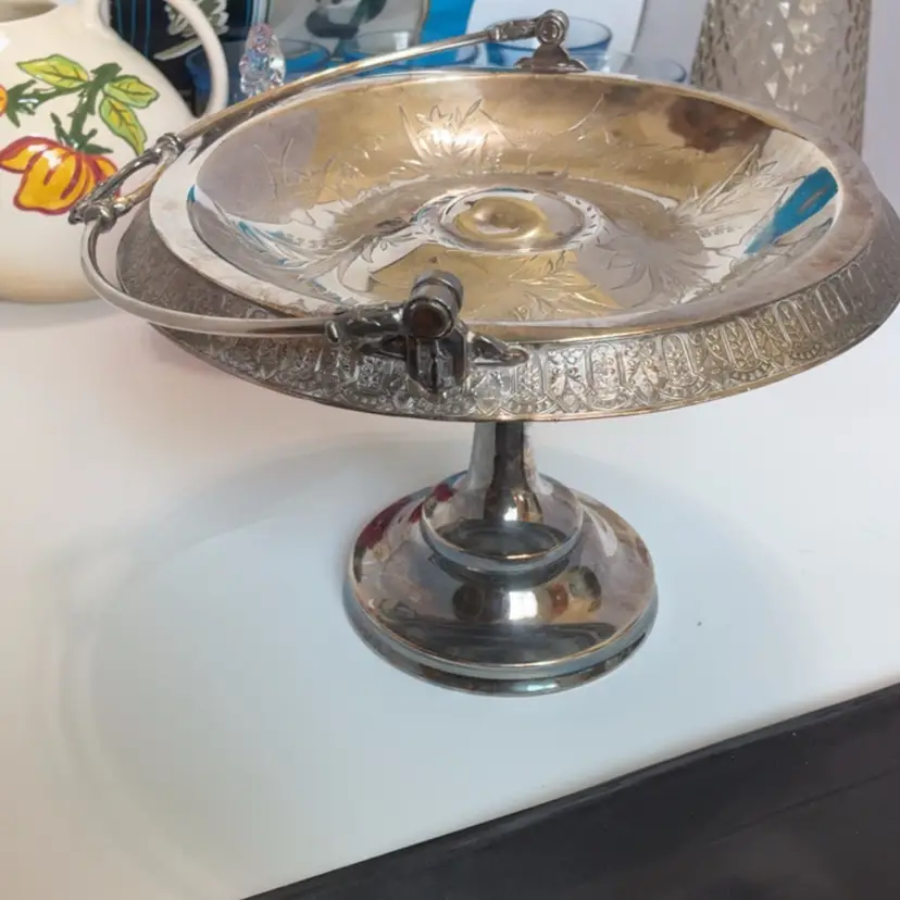 Meridian B Company Quad Silver Plate Bird Bridal Bowl Stand