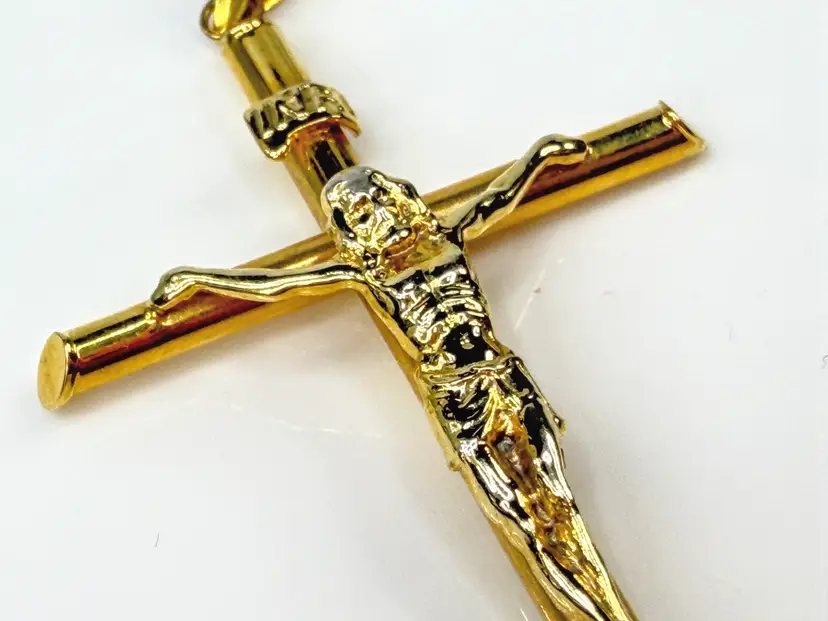 Vintage 14K Yellow Gold Large Jesus Crucifix Cross Pendant 2.25" JR2162