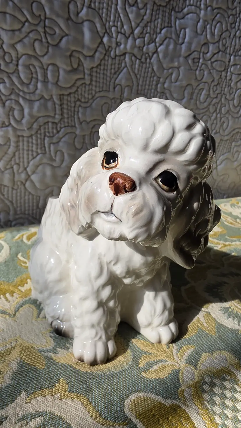 VTG Mid Century Relpo Japan White Poodle Ceramic Planter