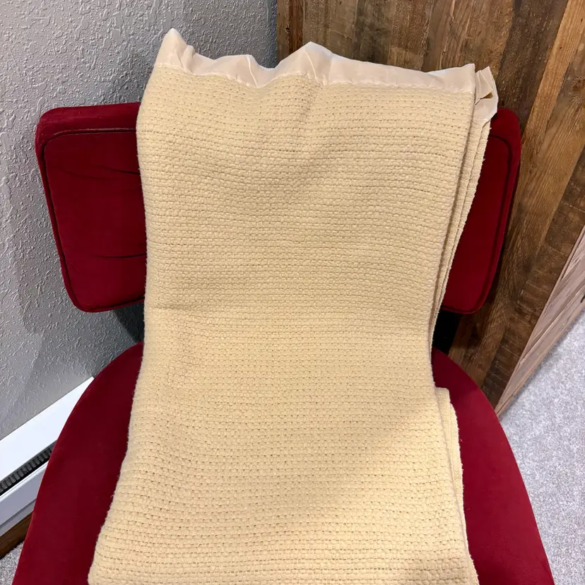 Vintage Satin Edge Camel Colored Blanket