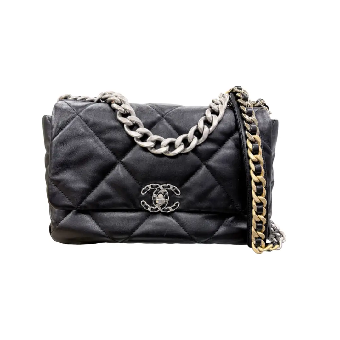 Chanel Black Lambskin Large 19