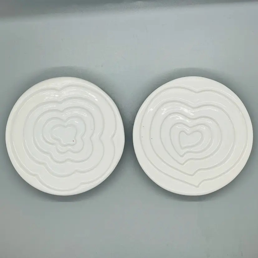 Mary Judge Olive Oil Cloud Dipping Dishes White Ceramic Set of 2 Made In USA