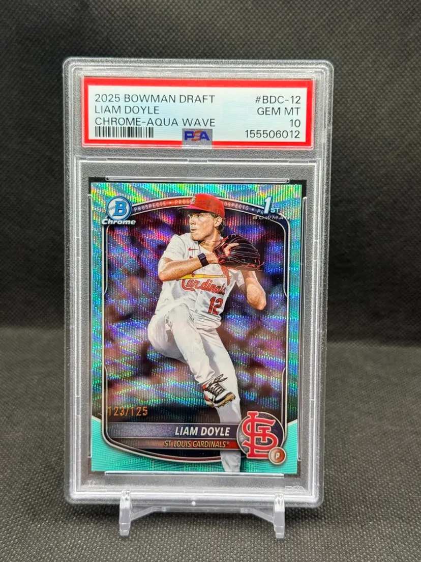 Liam Doyle 2025 Bowman Draft Aqua Wave 1st Bowman /125 PSA 10