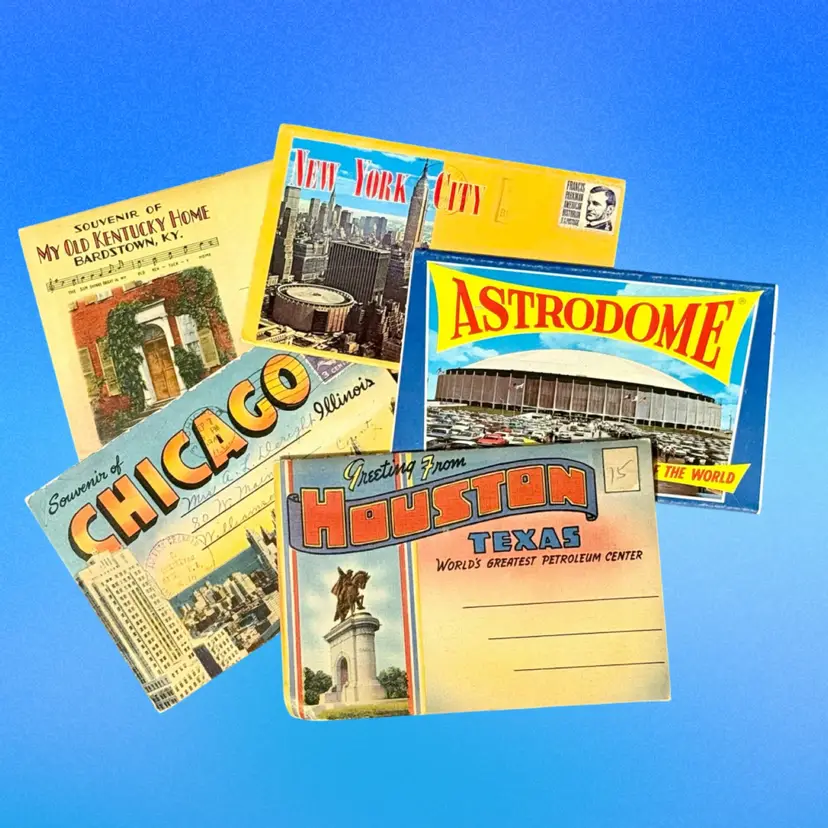 #2 Postcard Pack Craft Lot/5 Vintage Souvenir Vacation Travel Postcard Packs