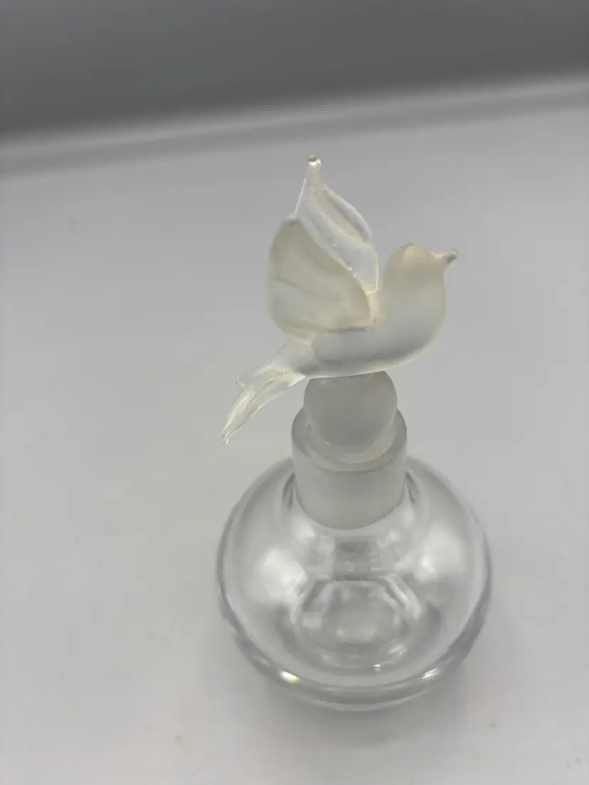Irving W Rice Perfume bottle with frosted Dove stopper